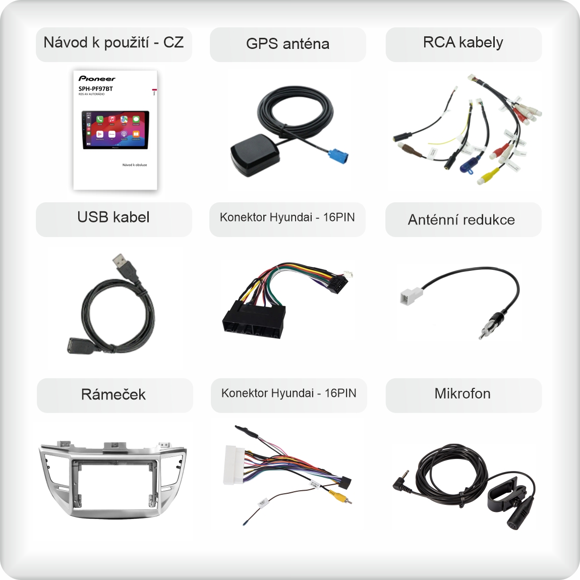 CZ  příslušenství pro autorádio Pioneer SPH - PF97BT pro hyundai tucson carplay a android auto evtech_cz